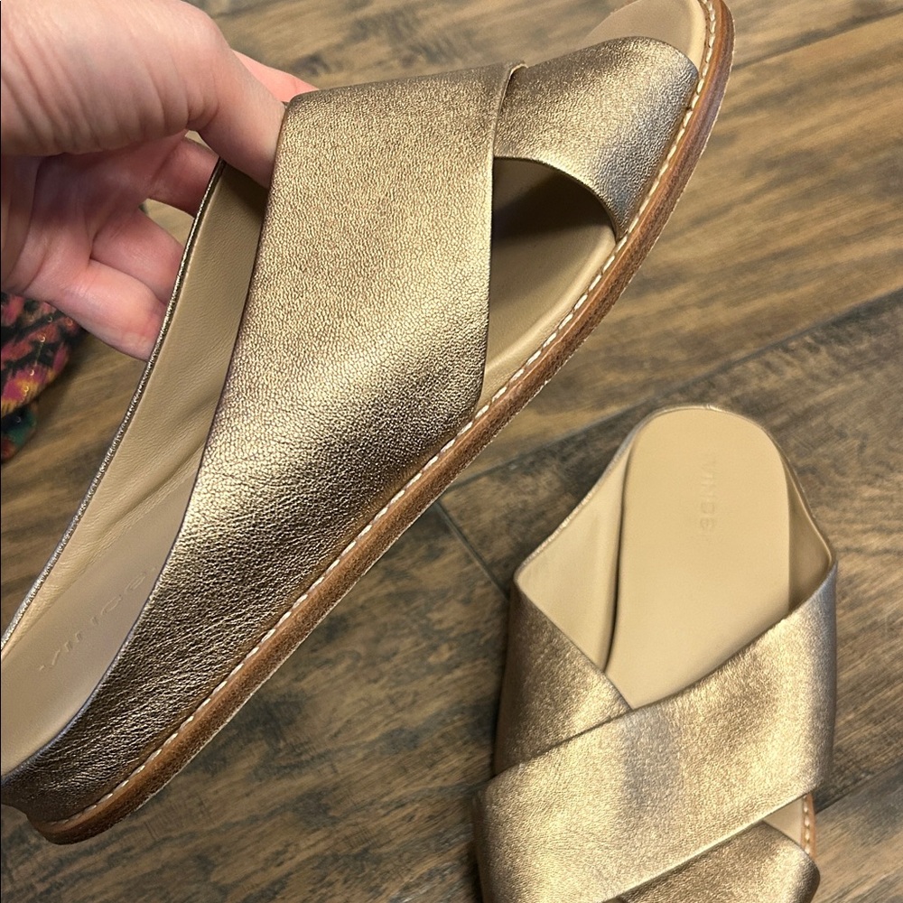 Vince Women's Metallic Slide Sandals - Picture 3 of 5